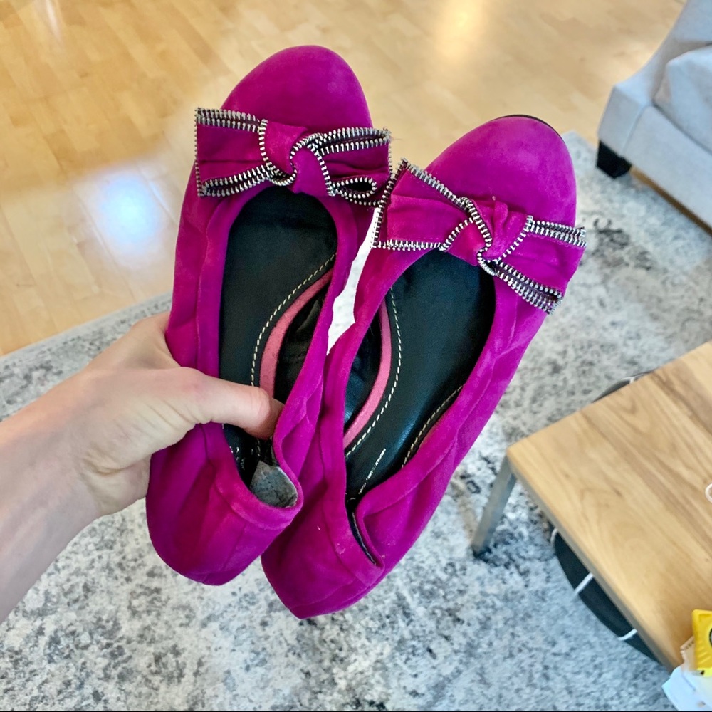 Paolo Suede Magenta Ballet Flat